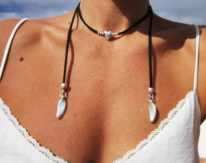 Boho Necklace Leather Cord Necklace Long Necklace Boho