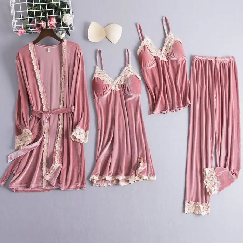 Chinese Style Female Velour Robe Gown Classic Burgundy Sleepwear Nighty Set Lace Patchwork Nightwear Bathrobe Sexy Negligee