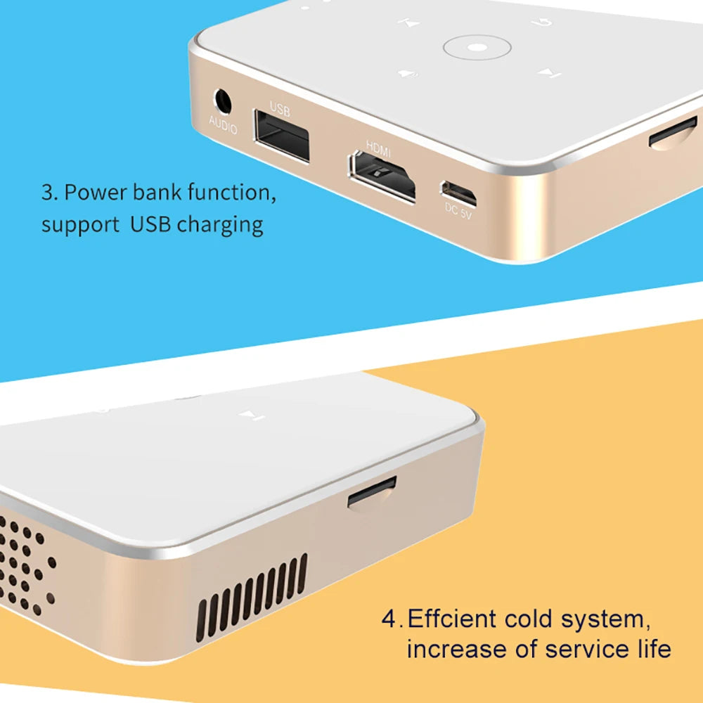 Salange P30 Mini Projector DLP Portable Home Theater 1080P 4K Supported Wifi Screenless TV for Mobile Phone Smartphone