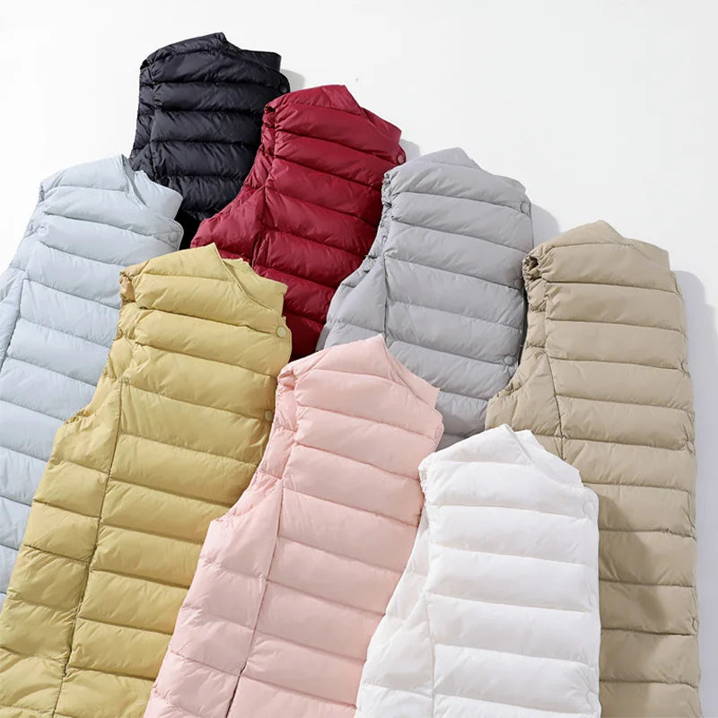 NewBang Women's Matt Fabric Waistcoat Warm Vests Ultra Light Down Vest Women Portable Warm Sleeveless Winter Liner