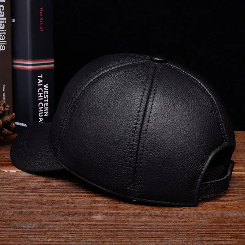 HL130 2021 Men's Genuine Leather Baseball Cap Hat Brand New Style Spring Brand New Style Winter Russian Warm One Fur Caps Hats