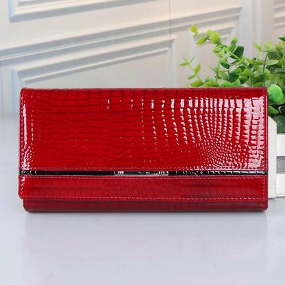 Genuine Leather Wallet Women Alligator Ladies Leather Wallet Famous Brand Real Cowhide Women Purses Long Female Clutch Bag