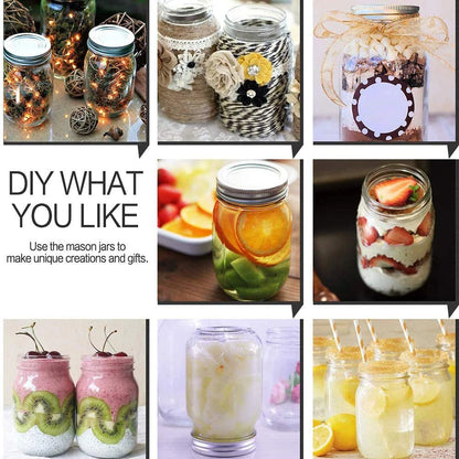 Mason Jars Glass Jar with Lid  Canning Jar for Pickling  Food Storage Drinking Spices Salads Jams Wedding Favors  DIY Decorate