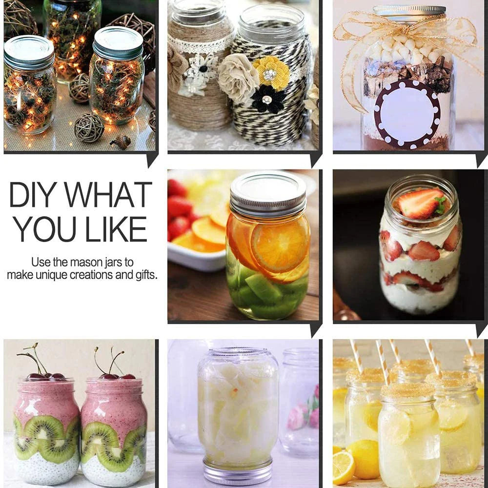 Mason Jars Glass Jar with Lid  Canning Jar for Pickling  Food Storage Drinking Spices Salads Jams Wedding Favors  DIY Decorate
