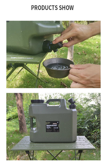 Desert&amp;Fox Wasserbehälter mit Zapfhahn 10L/18L/25L PE Wasserspeicherbehälter Tragbarer grüner Eimer für Camping Wandern Picknick