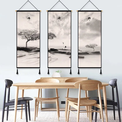 Chinese Landscape Decorative Painting Living Room Tapestry Wall Art Home Decor Canvas Poster Background Scroll Wall Paintings