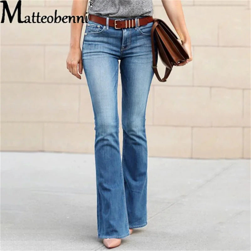 2025 Flare Jeans Pants Women Vintage Denim Jeans Ladies Sexy High Waist Fashion Stretch Pocket Trousers Wide Leg Jeans