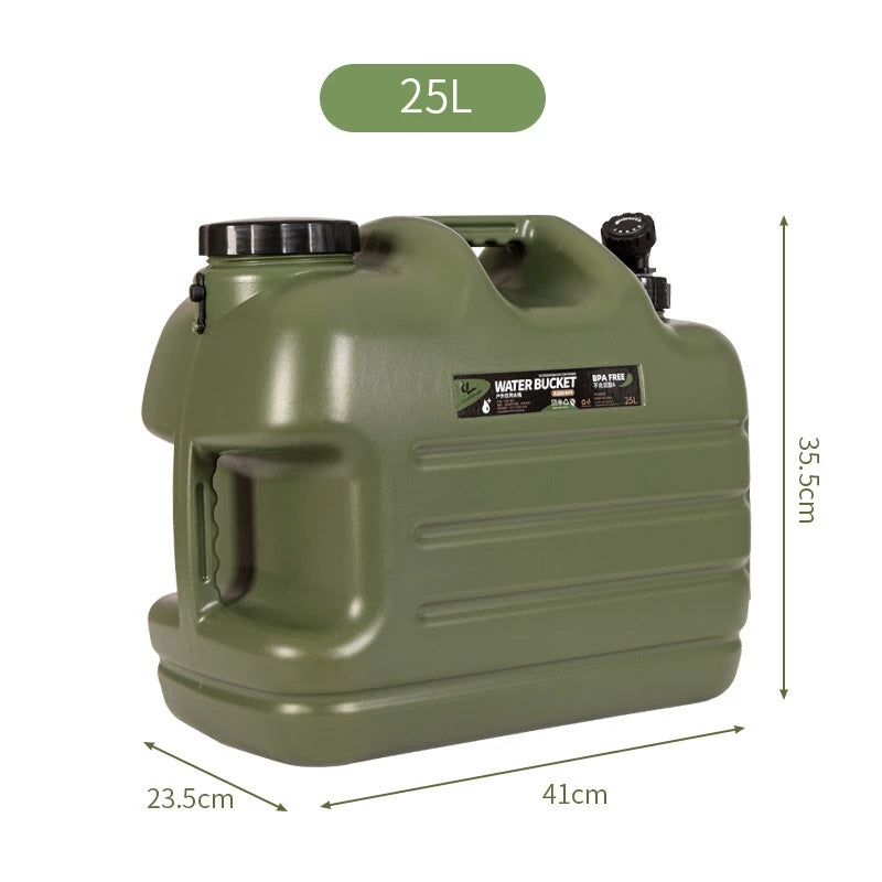 Desert&amp;Fox Wasserbehälter mit Zapfhahn 10L/18L/25L PE Wasserspeicherbehälter Tragbarer grüner Eimer für Camping Wandern Picknick