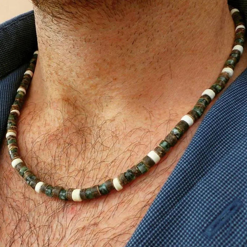 Mens Tribal Necklace, Mens Surf Necklace, Mens Boho Necklace Mens Necklace, Tiger's Eye Black Onyx Mens Necklace