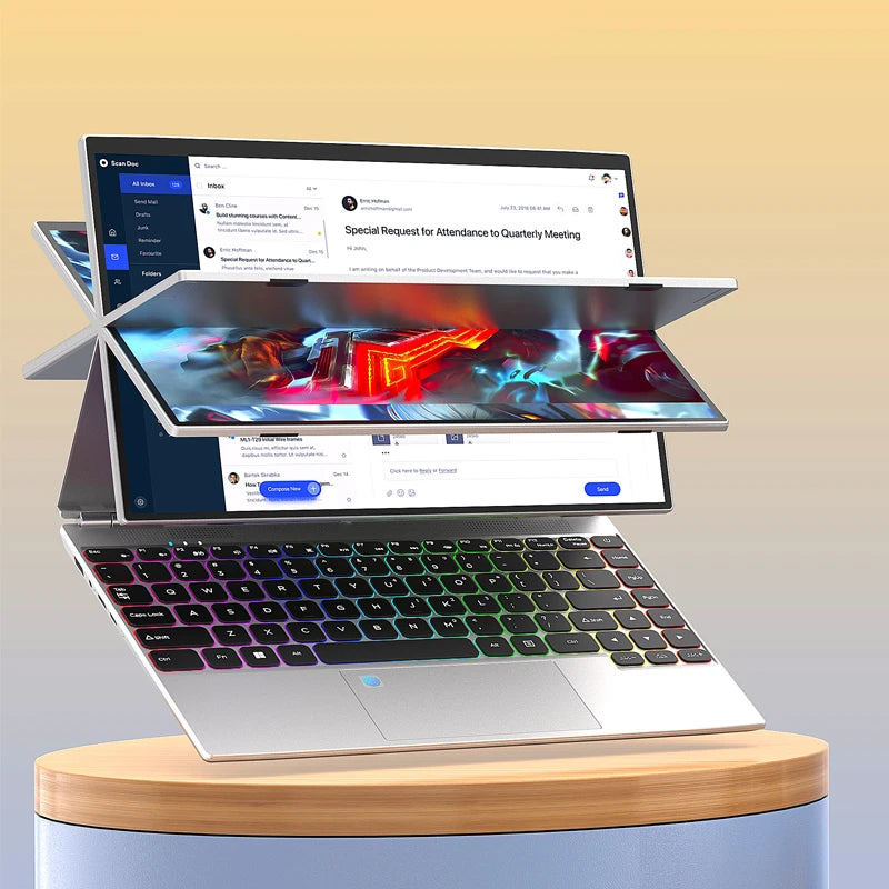 Latest 4-in-1 Touch Screen Business Laptop with 14-inch 360-degree Folding, Learning and Gaming Notebook with 16 RAM and 2TB SSD