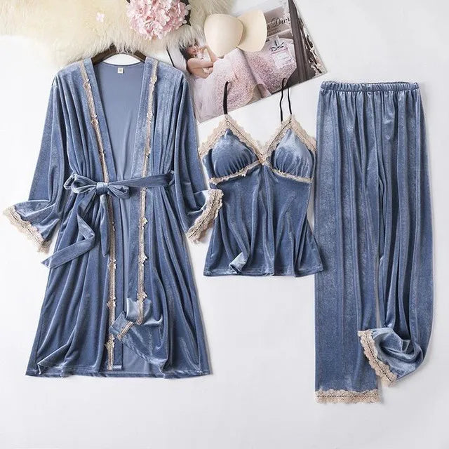 Chinese Style Female Velour Robe Gown Classic Burgundy Sleepwear Nighty Set Lace Patchwork Nightwear Bathrobe Sexy Negligee