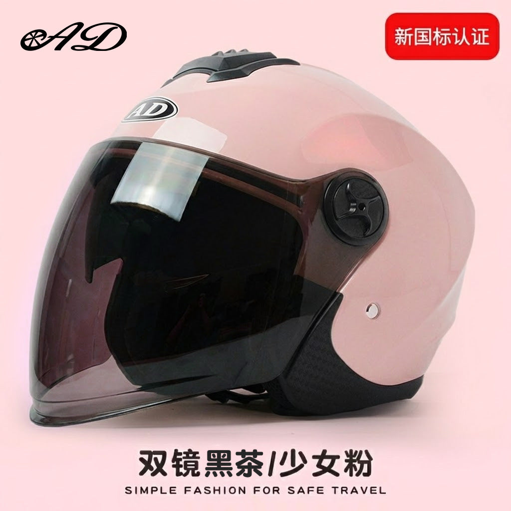 Foreign Trade Specializes in Electric Vehicle Helmets for Men and Women, Universal Motorcycle Ad Half Helmets for All Seasons, Autumn and Winter Warm Safety Helmets
