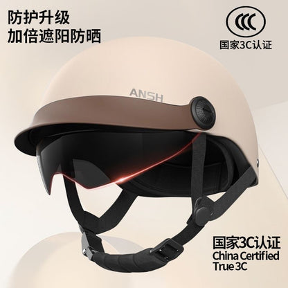 3C certification electric battery car helmet ladies summer sunscreen breathable safety helmet motorcycle riding helmet four seasons half helmet