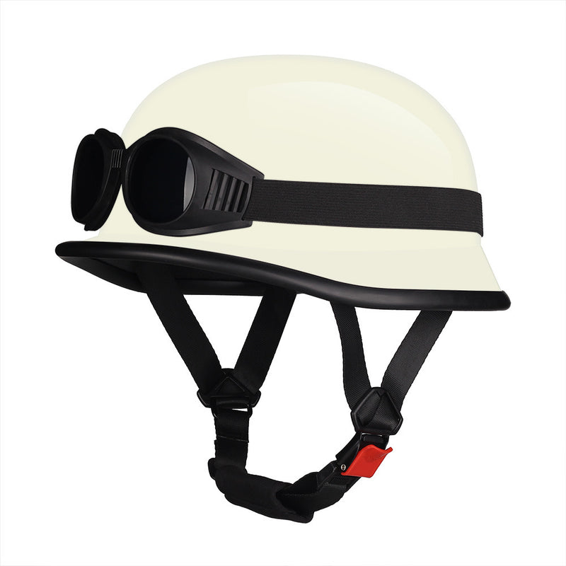 German Cruise Retro Half Helmet Women's Pedal Men's Motorcycle Helmet Locomotive Scoop Helmet 3c Standard Private Helmet with Glasses