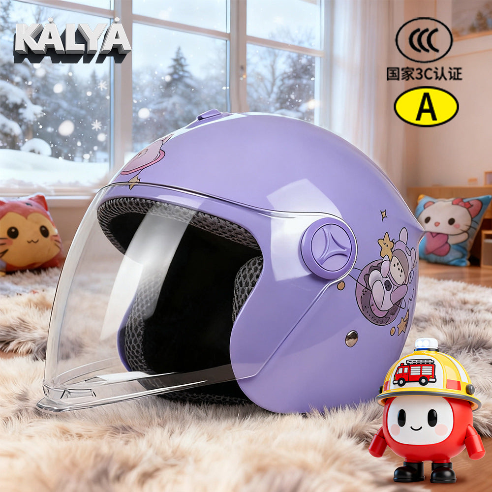 New National Standard 3C Certified Kidsren's Helmet for Boys and Girls, Universal Autumn and Winter Electric Motorcycle Helmet for Cycling