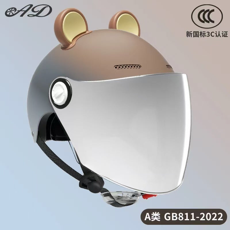 Ad Factory 3C Certified Electric Vehicle Helmet Men's and Women's Couple Helmet All-Season Motorcycle Summer Sun Protection Half Helmet