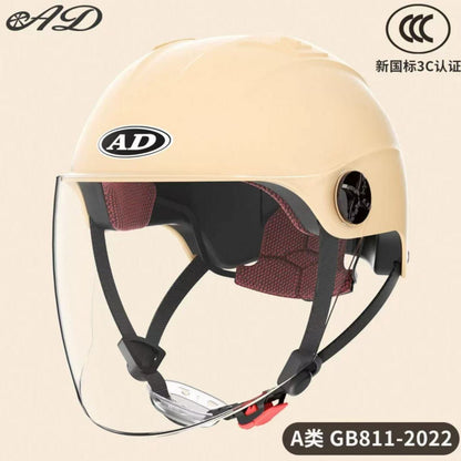 Ad Electric Motorcycle Helmet for Men and Women, Summer 3C Certified Half Helmet, Battery Car Safety Helmet, Sun Protection for Riding