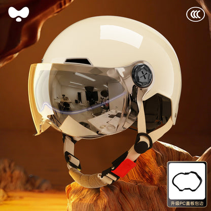 Electric Vehicle Helmet for Women, Sun Protection, 3C Certified, Suitable for All Seasons, Winter Warmth, Battery Motorcycle Safety Helmet for Men
