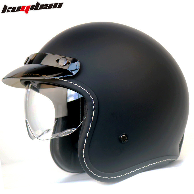 Cool Qibao Motorcycle Helmet Intercom Bluetooth Half Helmet for Men and Women Electric Retro Half Helmet for All Seasons 3C Certified