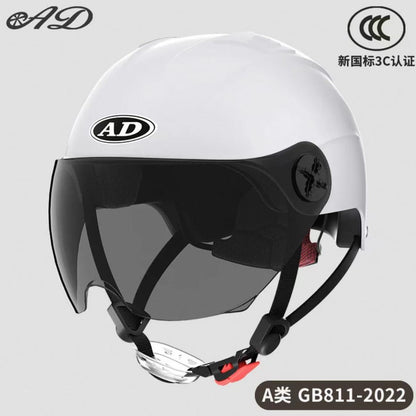 Ad Electric Motorcycle Helmet for Men and Women, Summer 3C Certified Half Helmet, Battery Car Safety Helmet, Sun Protection for Riding