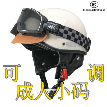 Electric Motorcycle Helmet for Women and Men, Japanese Retro Style, Cruiser Motorcycle Half Helmet, Summer 3C Certified Internet Celebrity Helmet