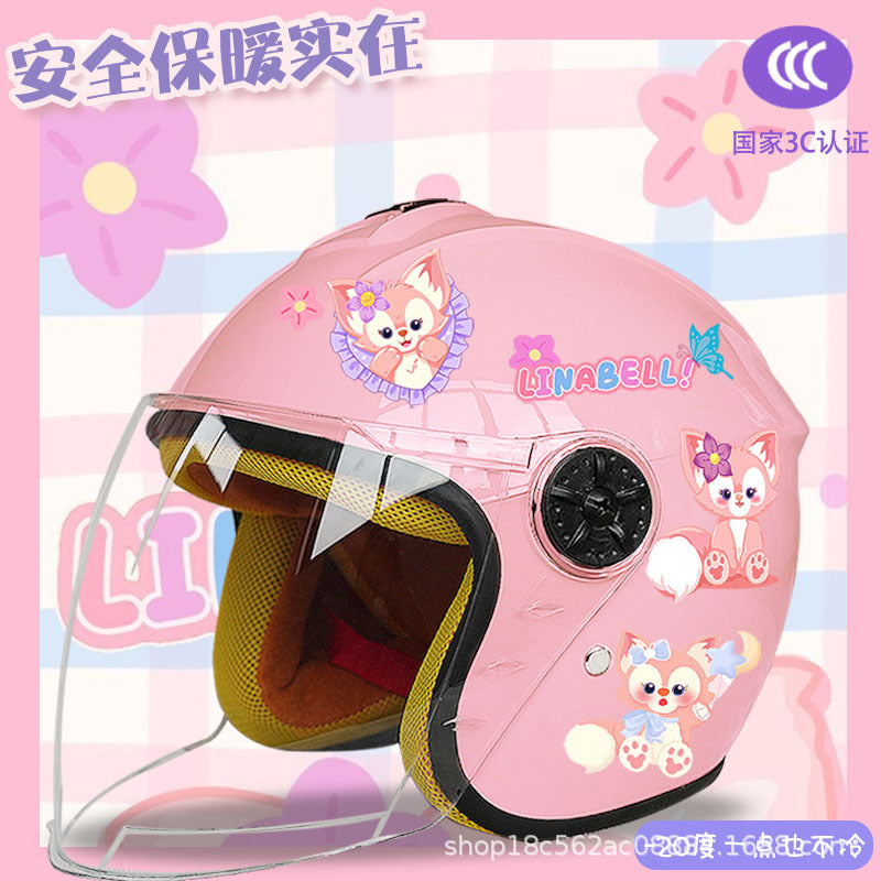 Winter Children's Electric Car Helmet Warm Half Helmet Motorcycle Aileen Nabel Autumn and Winter Cold-proof Helmet