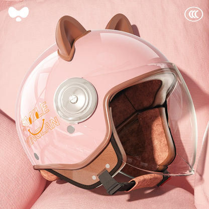 Cute Winter Warm Motorcycle Helmet for Children, Parent-Child Electric Bike Helmet for Girls, 3C Certified, Boys' Safety Helmet