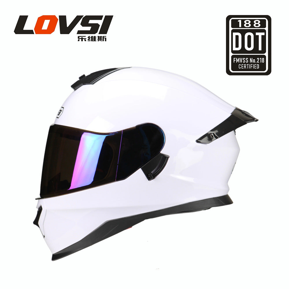 Motorcycle Helmet Dot Certified Men's Motorcycle Full-Face Helmet Men's and Women's All-Season Dual-Lens Winter Cycling Helmet