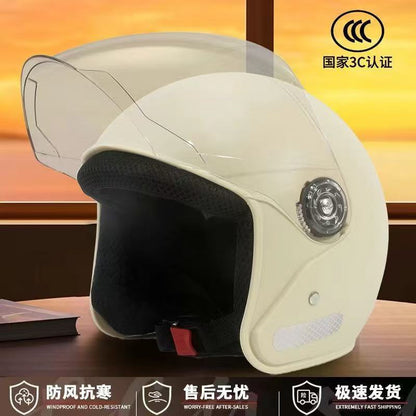 Suitable for Electric Vehicle Helmets, Autumn and Winter All-Season Helmets, Unisex Cold-Proof and Warm Motorcycle Lightweight Helmets