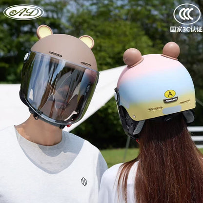 Ad Factory 3C Certified Electric Vehicle Helmet Men's and Women's Couple Helmet All-Season Motorcycle Summer Sun Protection Half Helmet