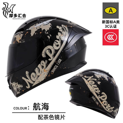 Motorcycle Helmet 3C Certified Bluetooth Men's and Women's All-Season Universal Personalized Electric Cruise Motorcycle Full-Coverage Full-Face Helmet