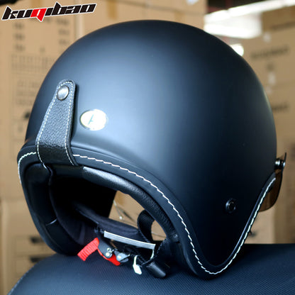 Cool Qibao Motorcycle Helmet Intercom Bluetooth Half Helmet for Men and Women Electric Retro Half Helmet for All Seasons 3C Certified
