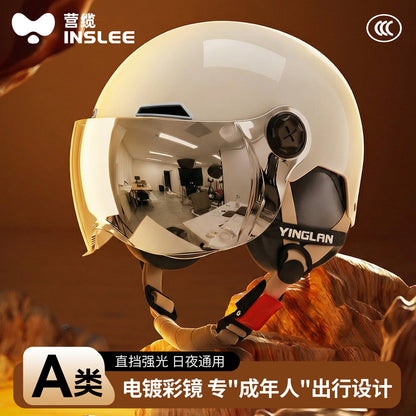 Electric Vehicle Helmet for Women, Sun Protection, 3C Certified, Suitable for All Seasons, Winter Warmth, Battery Motorcycle Safety Helmet for Men
