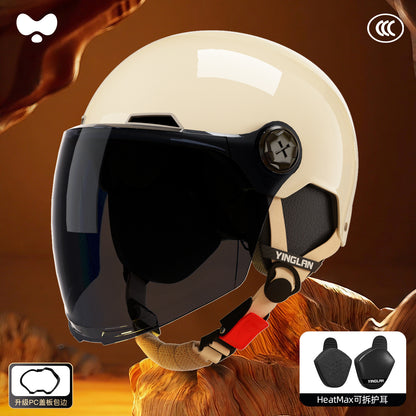 Electric Vehicle Helmet for Women, Sun Protection, 3C Certified, Suitable for All Seasons, Winter Warmth, Battery Motorcycle Safety Helmet for Men