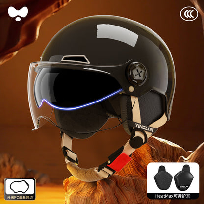 Electric Vehicle Helmet for Women, Sun Protection, 3C Certified, Suitable for All Seasons, Winter Warmth, Battery Motorcycle Safety Helmet for Men