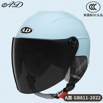 Ad Electric Motorcycle Helmet for Men and Women, Summer 3C Certified Half Helmet, Battery Car Safety Helmet, Sun Protection for Riding