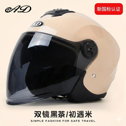 Foreign Trade Specializes in Electric Vehicle Helmets for Men and Women, Universal Motorcycle Ad Half Helmets for All Seasons, Autumn and Winter Warm Safety Helmets