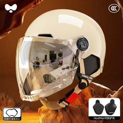 Electric Vehicle Helmet for Women, Sun Protection, 3C Certified, Suitable for All Seasons, Winter Warmth, Battery Motorcycle Safety Helmet for Men