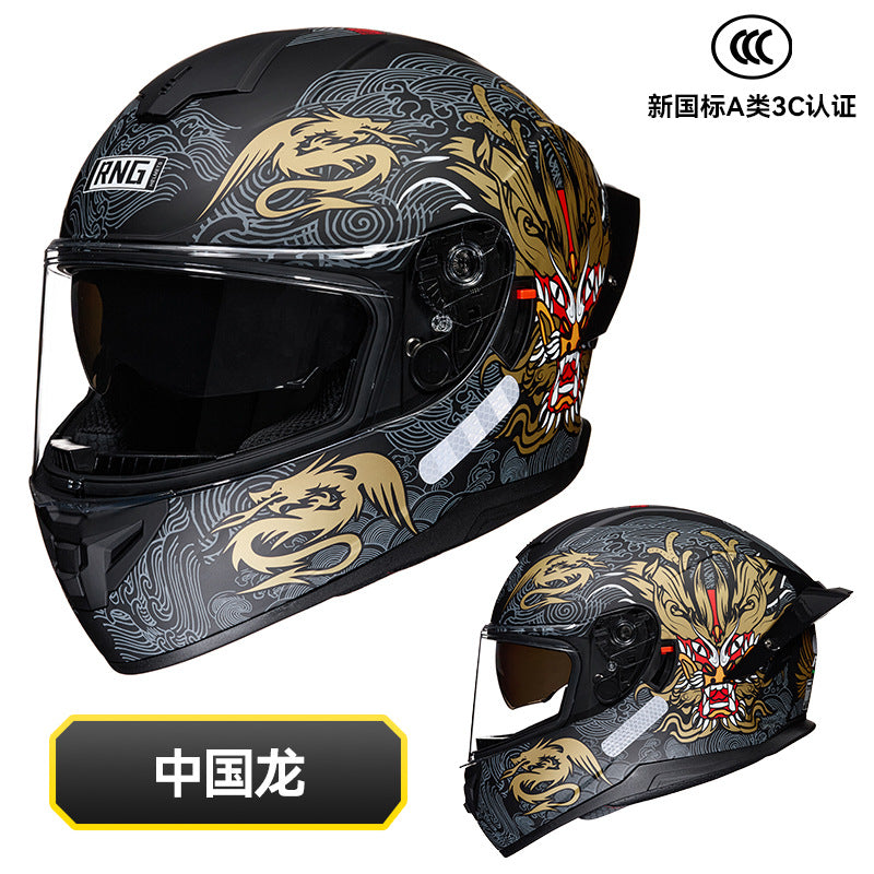 New National Standard 3C/Dot Certified Motorcycle Helmet Dual Lens with Bluetooth Headset Glasses Slot Full Face Motorcycle Helmet