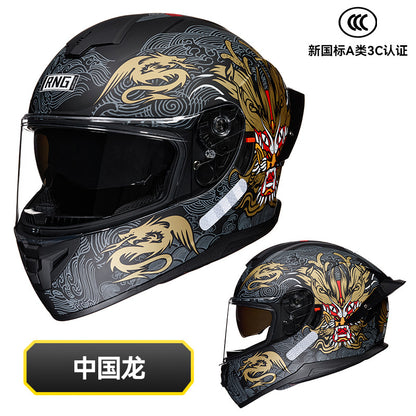 New National Standard 3C/Dot Certified Motorcycle Helmet Dual Lens with Bluetooth Headset Glasses Slot Full Face Motorcycle Helmet