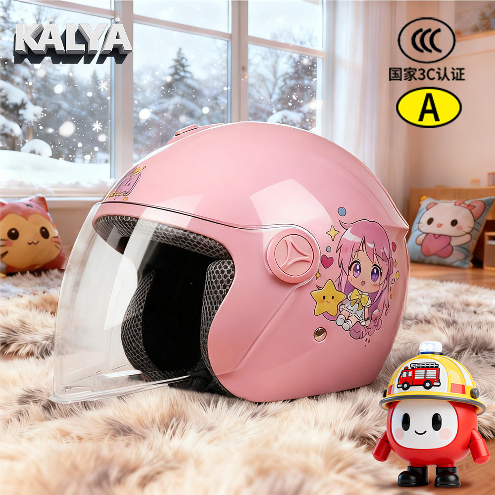 New National Standard 3C Certified Kidsren's Helmet for Boys and Girls, Universal Autumn and Winter Electric Motorcycle Helmet for Cycling