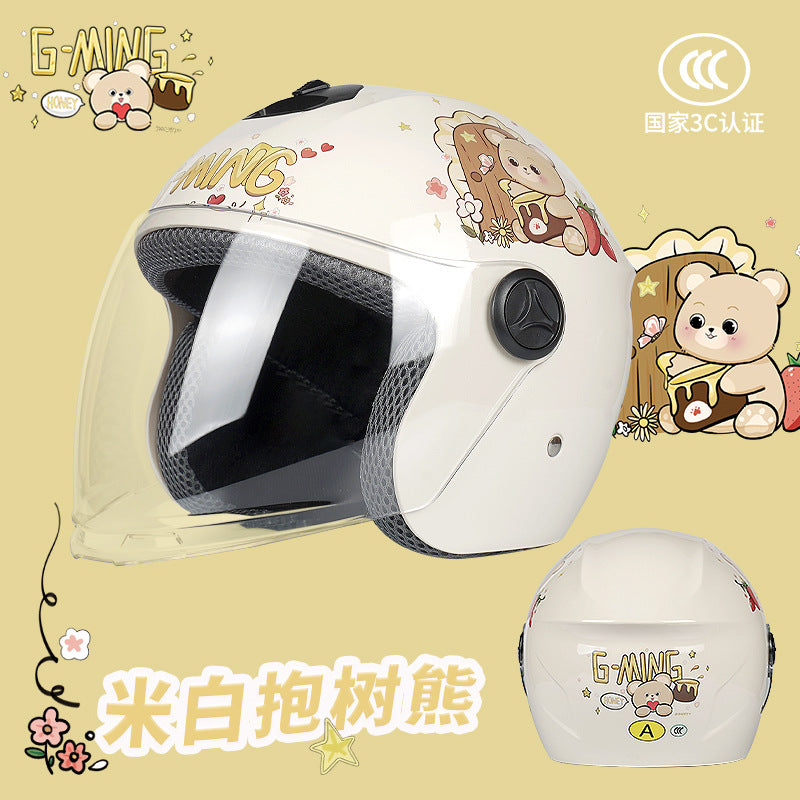 New National Standard 3C Certified Kidsren's Helmet for Boys and Girls, Universal Autumn and Winter Electric Motorcycle Helmet for Cycling