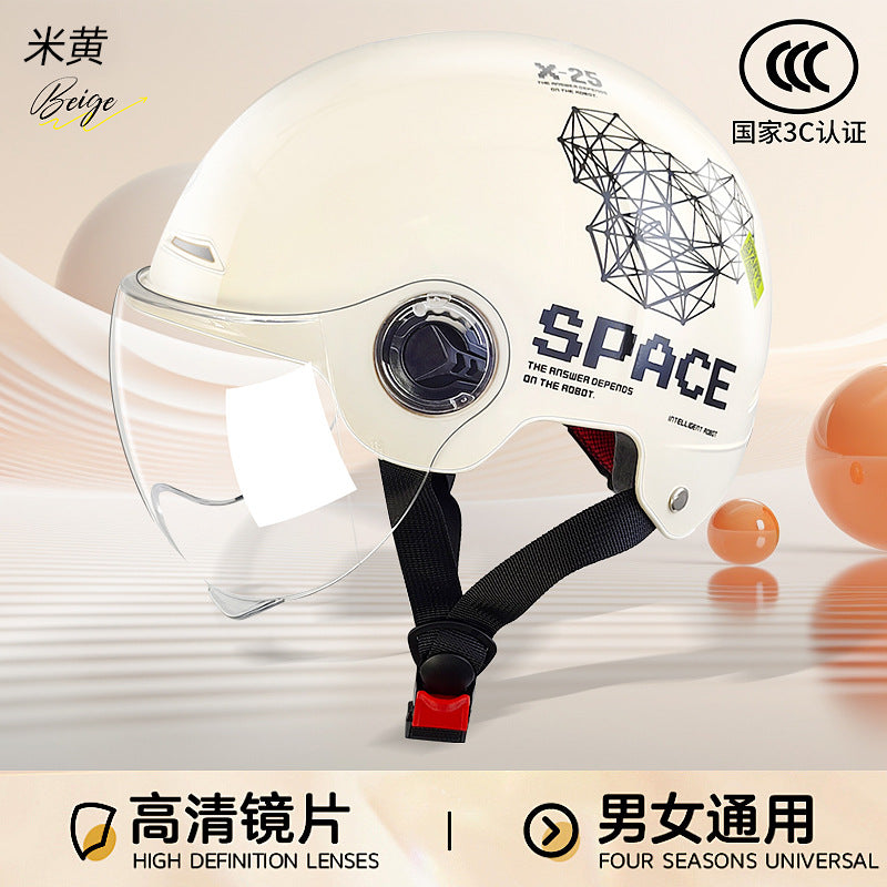 Factory direct electric car helmet men and women summer riding half helmet Four Seasons universal battery car environmental protection travel helmet