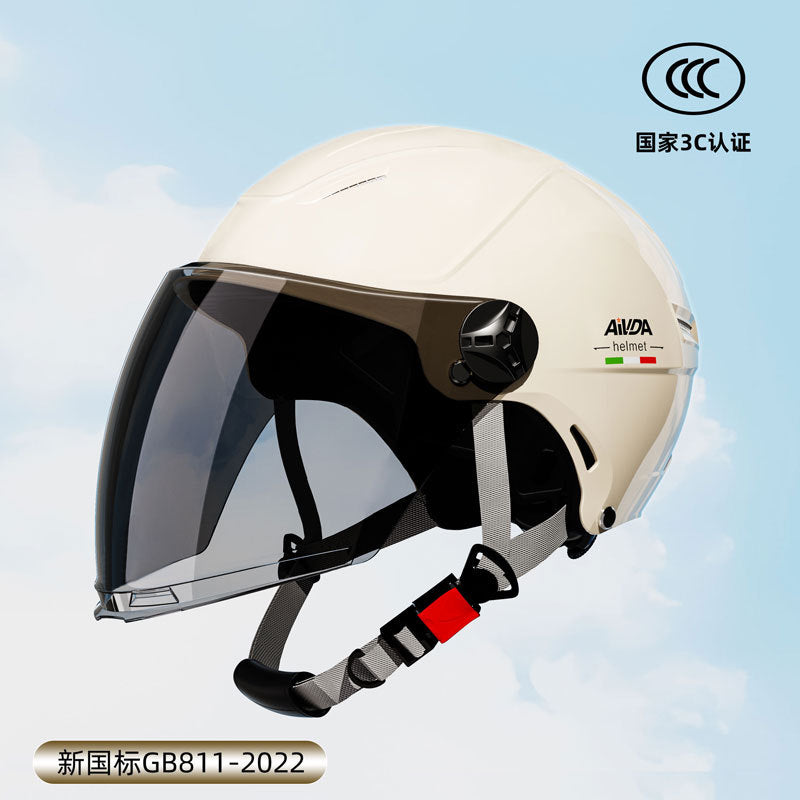 New National Standard 3C Certified Electric Vehicle Helmet Summer Sun Protection Motorcycle Helmet All-Season Universal Half Helmet Lightweight