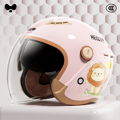 Helmet for Electric Scooter, Women'S, 3C Certified, Suitable for All Seasons, Cute, Winter Warm, Battery Motorcycle Full-Face Helmet, Men's