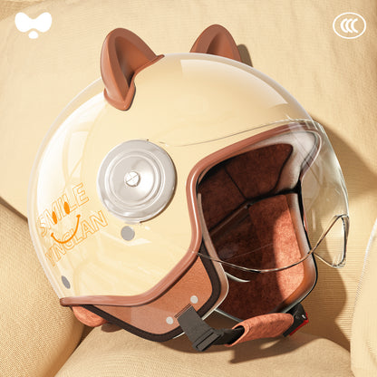 Cute Winter Warm Motorcycle Helmet for Children, Parent-Child Electric Bike Helmet for Girls, 3C Certified, Boys' Safety Helmet