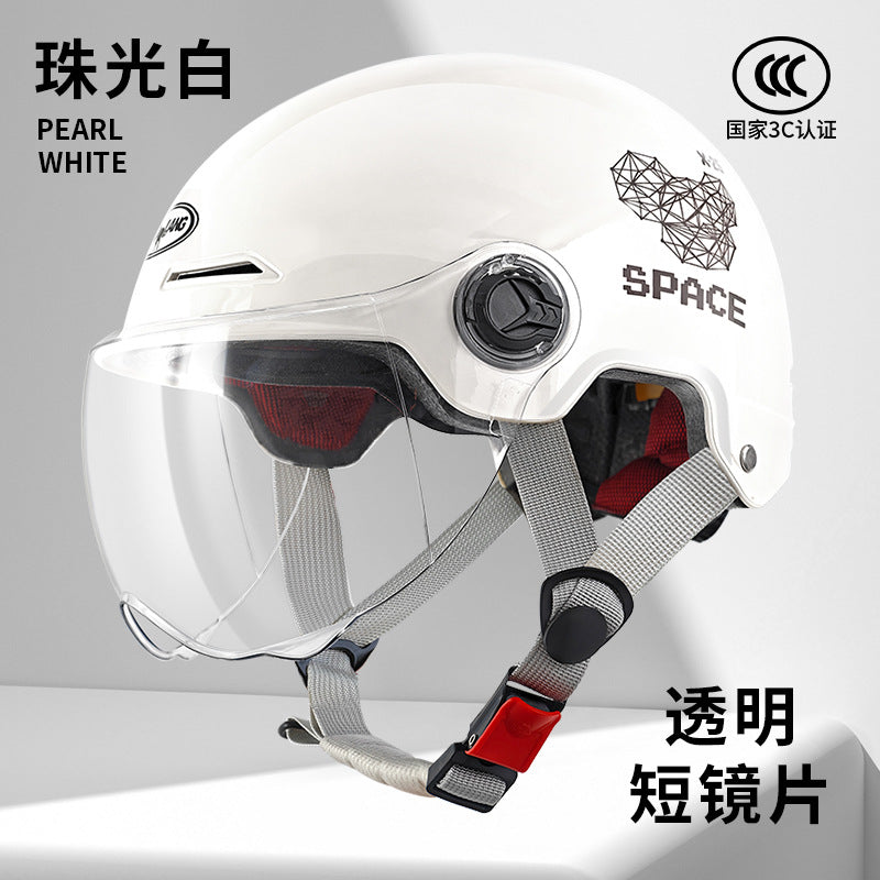 3C Certified Summer Electric Vehicle Motorcycle Helmet for Men and Women, Battery Vehicle, Universal Summer Half Helmet for All Seasons