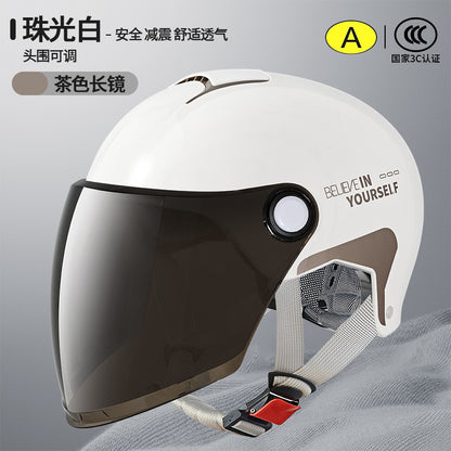 3C Certified Electric Vehicle Helmet for Men and Women Battery Motorcycle 2025 New Summer Half Helmet All-Season Safety Helmet