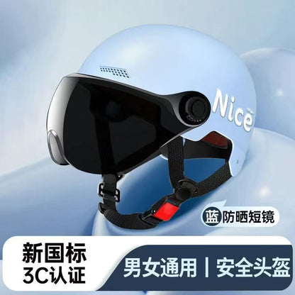 New National Standard 3C Certified Electric Vehicle Helmet for Men, Summer, Women's Battery Motorcycle Half Helmet, Lightweight Anti-Collision Helmet