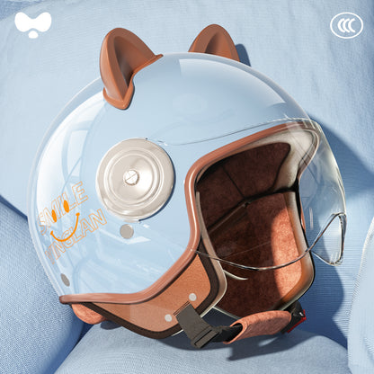 Cute Winter Warm Motorcycle Helmet for Children, Parent-Child Electric Bike Helmet for Girls, 3C Certified, Boys' Safety Helmet